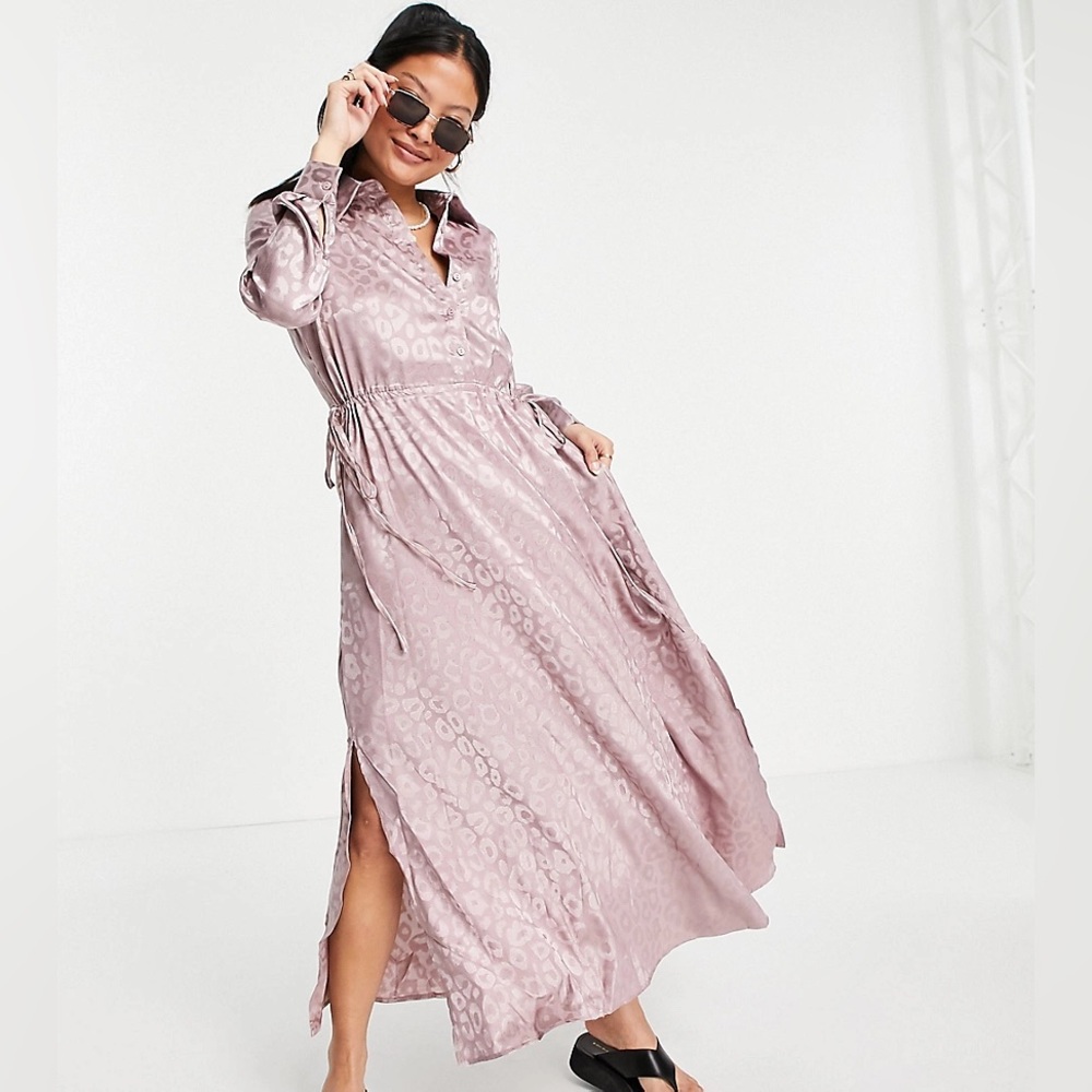 ASOS Urban Threads Petite midi dress in champagne jacquard